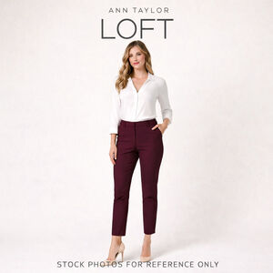 LOFT Maroon Slim Ankle Pants Size 10 Burgundy Work Career Stretch Trousers